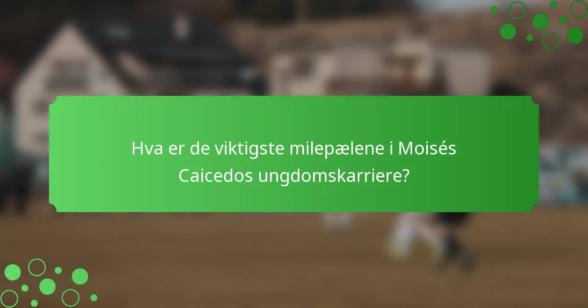 Hva er de viktigste milepælene i Moisés Caicedos ungdomskarriere?
