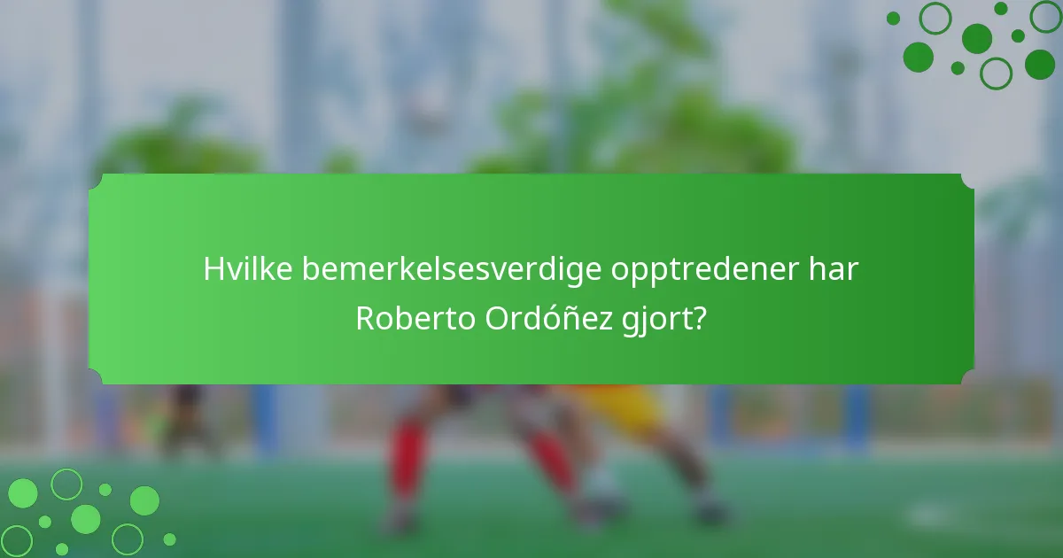 Hvilke bemerkelsesverdige opptredener har Roberto Ordóñez gjort?