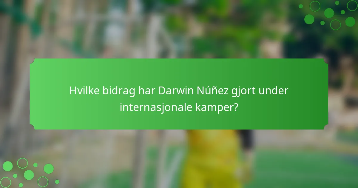 Hvilke bidrag har Darwin Núñez gjort under internasjonale kamper?