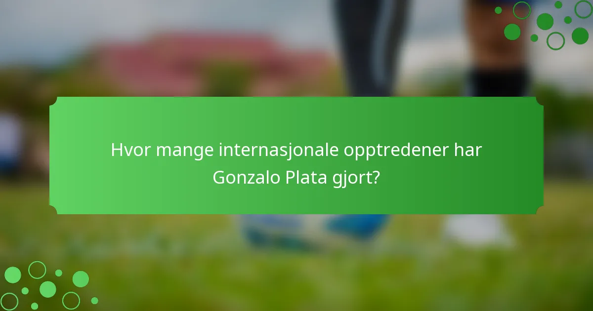 Hvor mange internasjonale opptredener har Gonzalo Plata gjort?