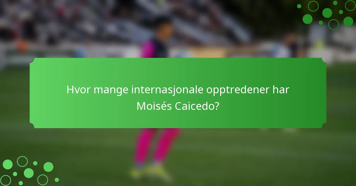 Hvor mange internasjonale opptredener har Moisés Caicedo?