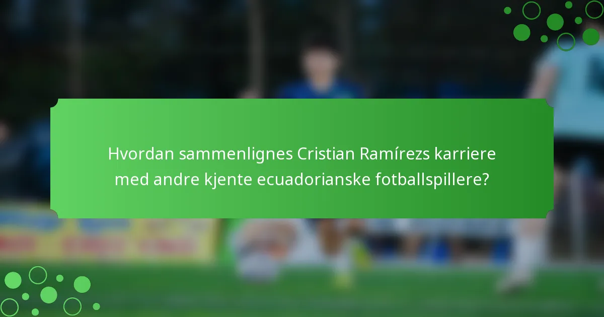 Hvordan sammenlignes Cristian Ramírezs karriere med andre kjente ecuadorianske fotballspillere?